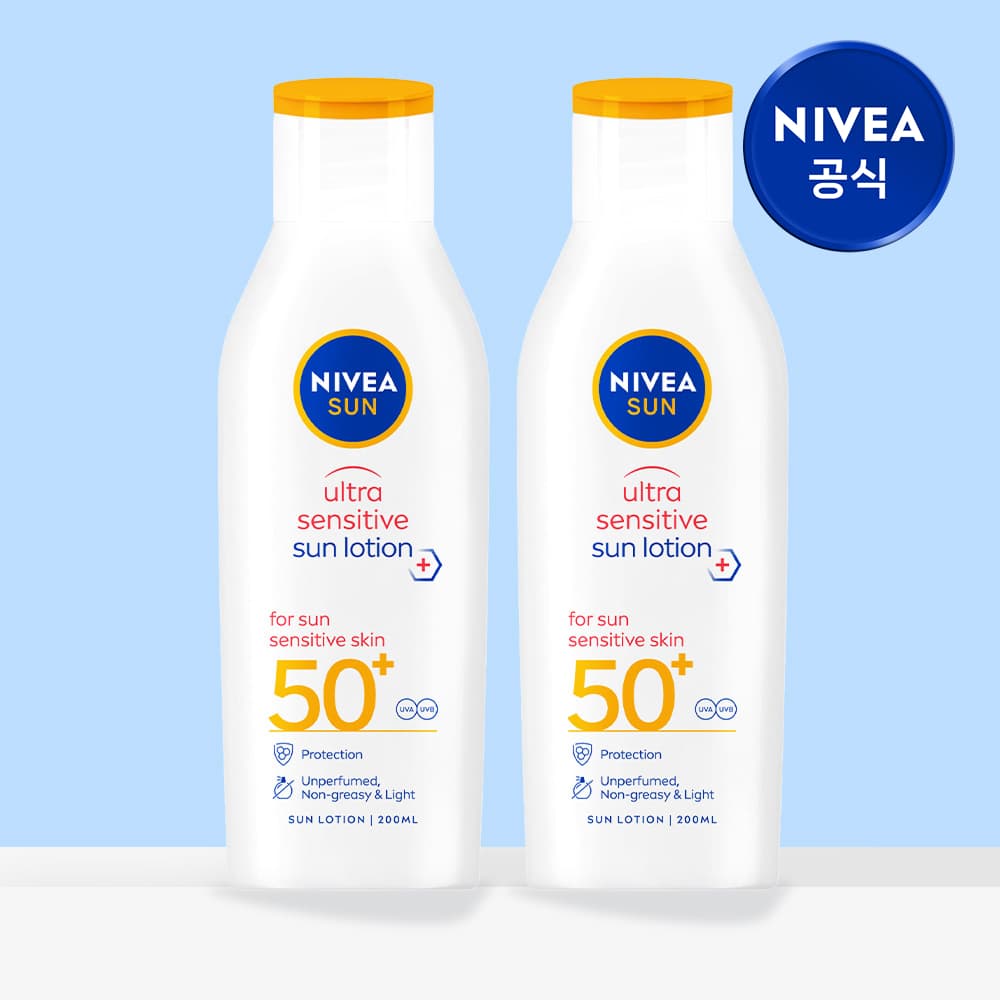 니베아  브랜드샵 니베아 선 더마 센서티브 스킨 선 로션 200ml X 2개 SPF50+/PA++++