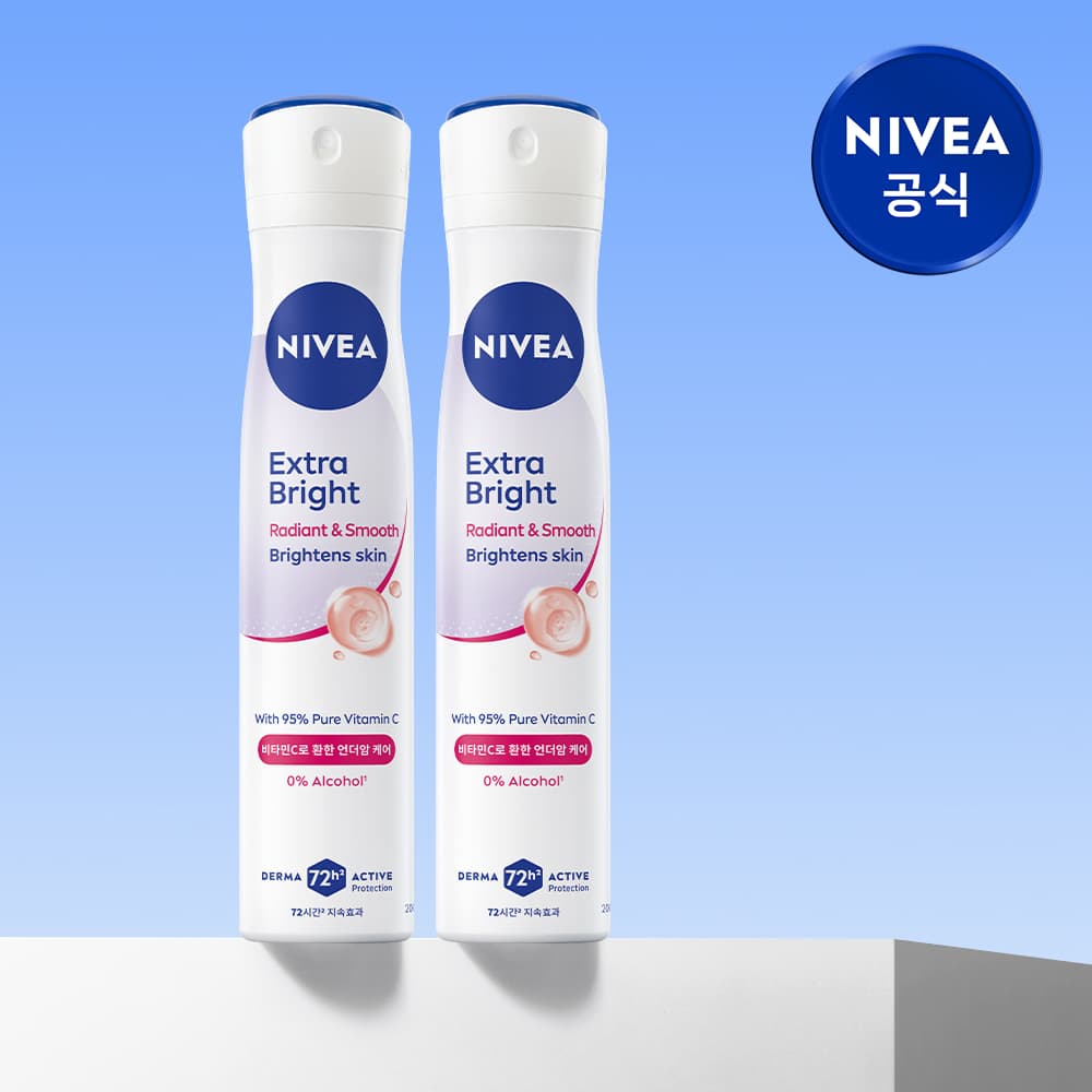 니베아  브랜드샵 니베아 데오드란트 스프레이 엑스트라 브라이트 200ml, 2개 - 최저가 22,200원