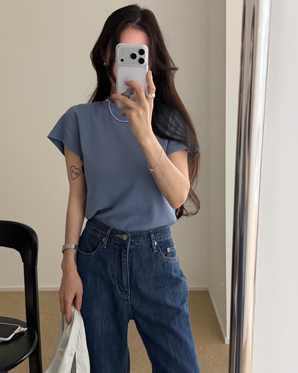 유인어스 틱드 여성 여름 피그먼트 레이어드 이너 반팔 티셔츠
