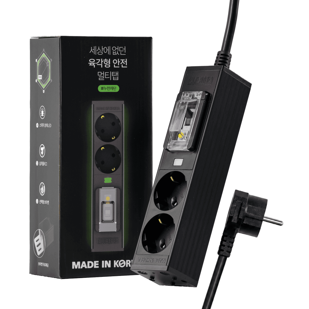 알루바프로 고용량 멀티탭 알루바프로 국산 고용량 멀티탭 누전차단 에어컨 전용 알루미늄 블랙 2구 1.5m