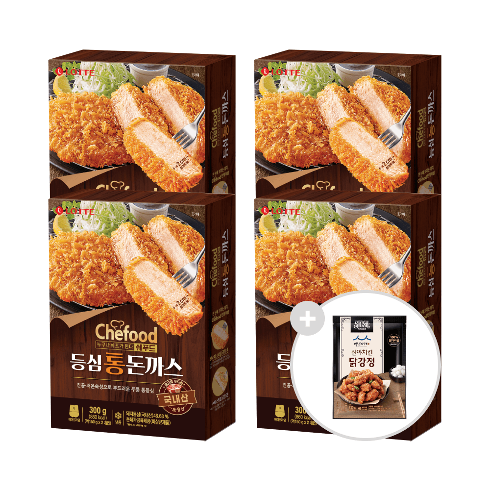 롯데웰푸드 쉐푸드 등심통돈까스 300g, 4개