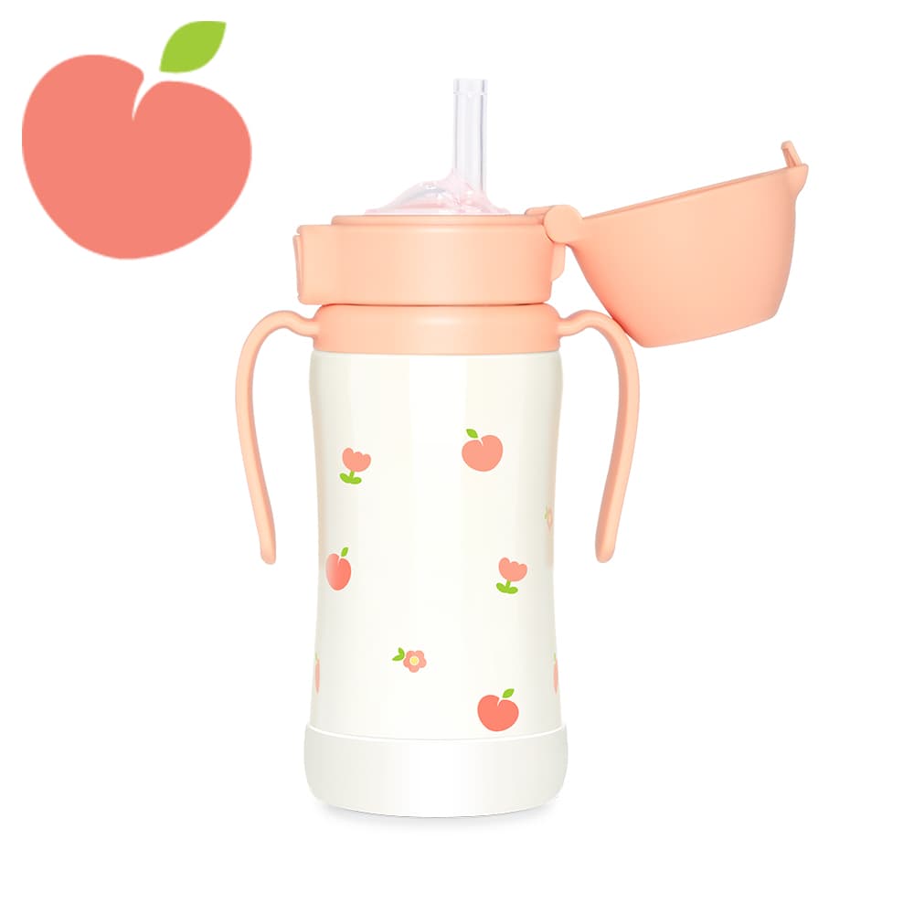 그로미미 그로미미 피치플라워 원터치 스테인리스 300ml 빨대컵 로제코랄 - 최저가 27,500원