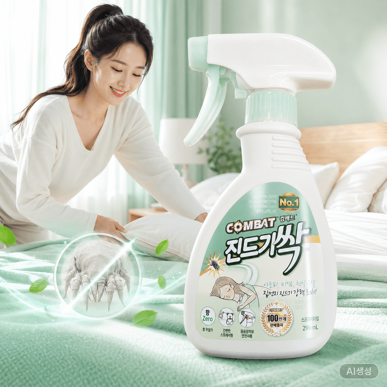 컬러포 진드기싹 이불 침대 집먼지 진드기퇴치제