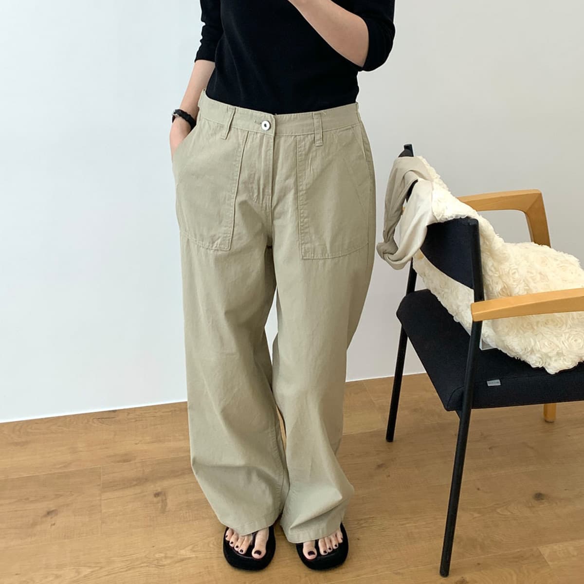 웨어링무드 필드 비죠 팬츠 썸머 코튼 데님 와이드 일자핏 여름 바지 - 최저가 39,900원