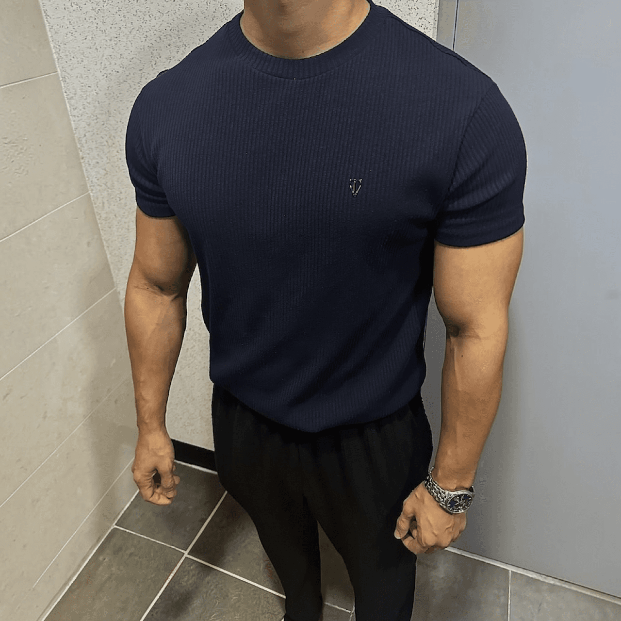 브이엔에프 VNF 브이엔에프 닻클래식 골지머슬핏반팔