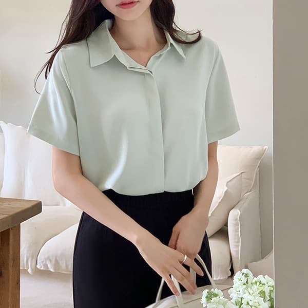 히든버튼 셔츠 반팔 블라우스 bs7026 가격 비교 아뜨랑스 히든버튼 셔츠 반팔 블라우스 bs7026