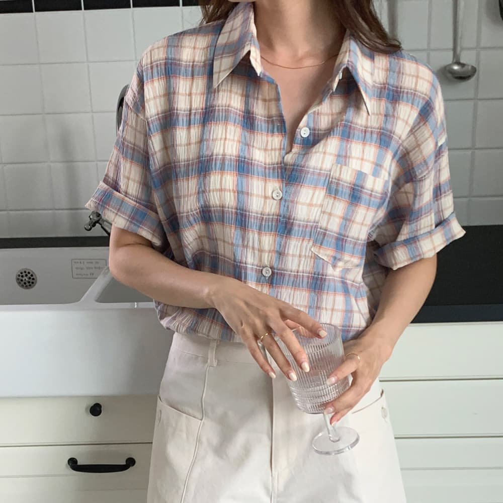 여성 린넨 셔츠 반팔 루즈핏 체크 남방 핑크 소라색 그린 가격 비교 스타일대박 여성 린넨 셔츠 반팔 루즈핏 체크 남방 핑크 소라색 그린