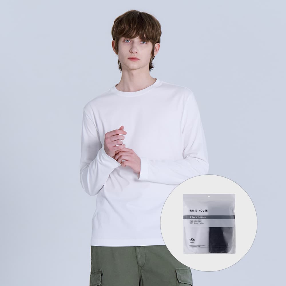 베이직하우스 면 긴팔 티셔츠 2팩 20수 30수 가격 추이 BASIC HOUSE 베이직하우스 면 긴팔 티셔츠 2팩 20수 30수 - 최저가 19,900원