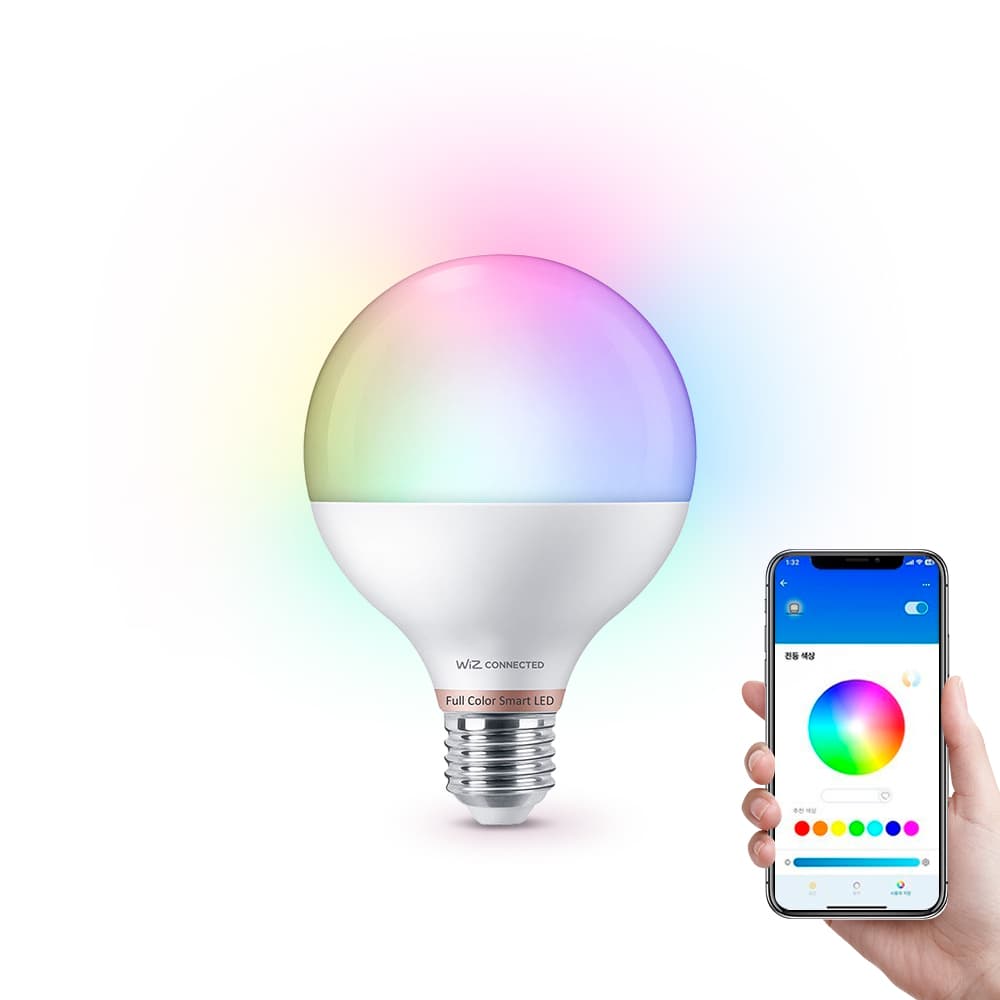 필립스 위즈 컬러 앰비언스 LED 스마트전구 볼전구 E26소켓 11W RGB 1개 가격 추이 위즈 공식스토어 필립스 위즈 컬러 앰비언스 LED 스마트전구 볼전구 E26소켓 11W RGB 1개 - 최저가 25,900원