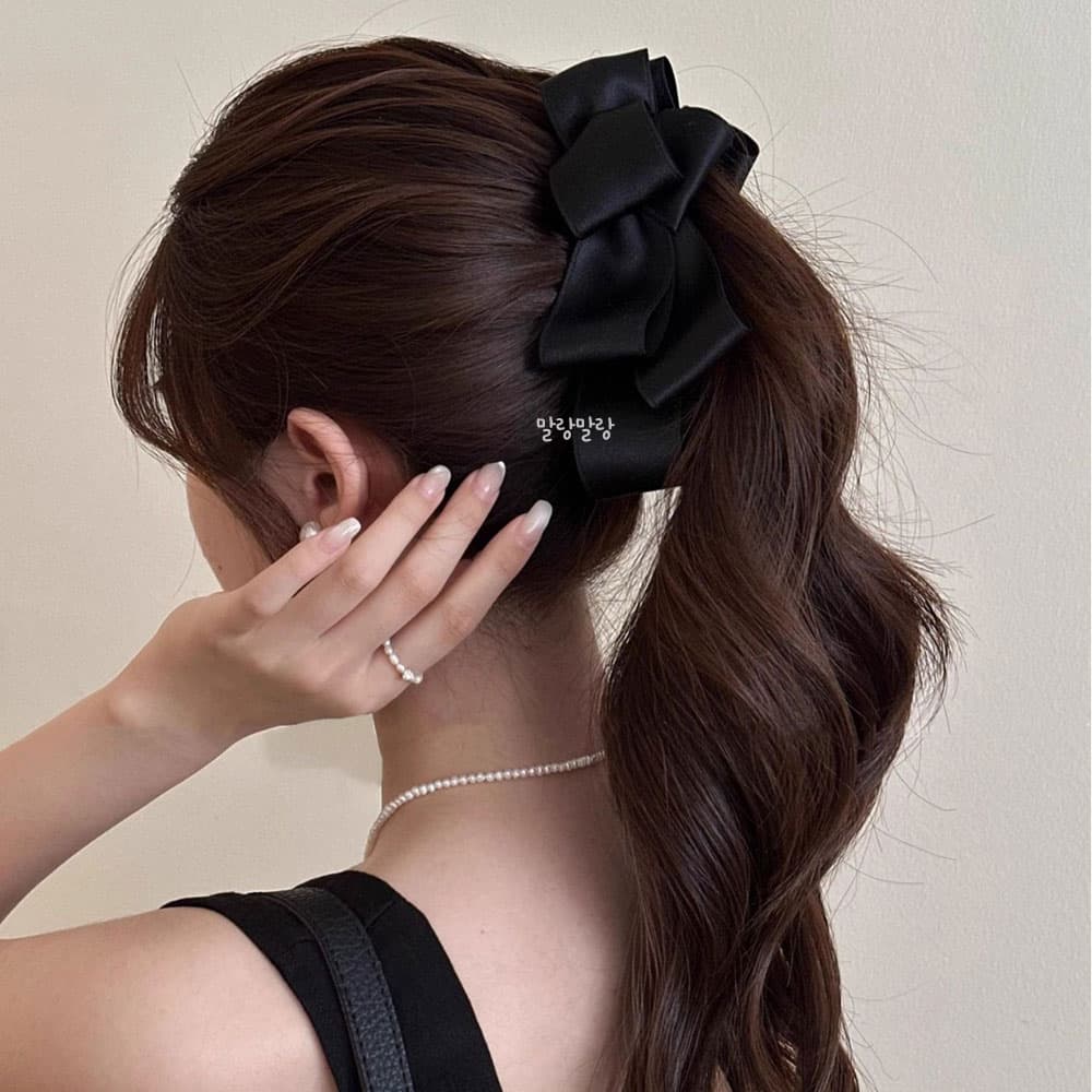 블랙 새틴 바나나핀 왕리본집게 포니테일 헤어클립 가격 비교 키라미 블랙 새틴 바나나핀 왕리본집게 포니테일 헤어클립