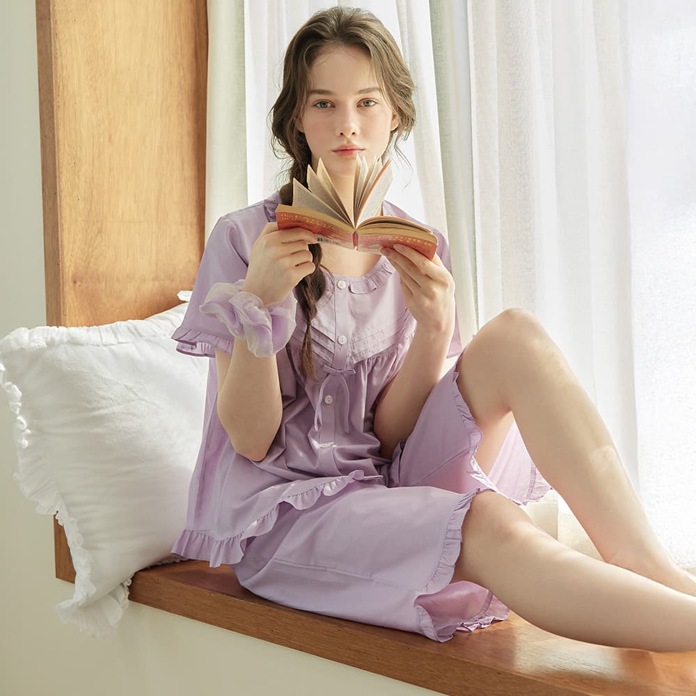 클래식라벤더 여성 여름 반팔 아사면 순면 잠옷 파자마 세트 가격 비교 MAY FLOWER 클래식라벤더 여성 여름 반팔 아사면 순면 잠옷 파자마 세트