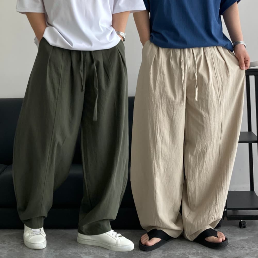 남자 린넨 커브드 볼륨 밴딩 벌룬 와이드팬츠 가격 추이 헤세드옷장 남자 린넨 커브드 볼륨 밴딩 벌룬 와이드팬츠 - 최저가 29,800원
