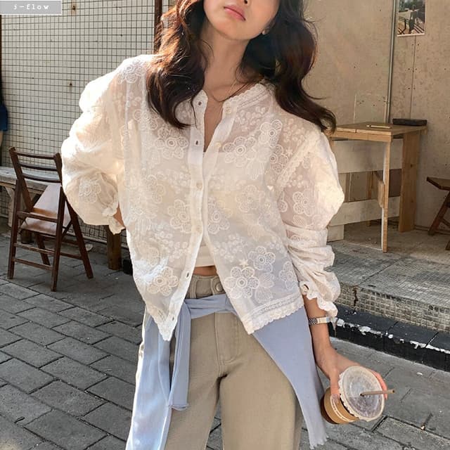 파틴 레이스자수 시스루 루즈핏 가디건 블라우스 1col 봄 여름 벌룬 아방 가격 비교 제이플로우 파틴 레이스자수 시스루 루즈핏 가디건 블라우스 1col 봄 여름 벌룬 아방