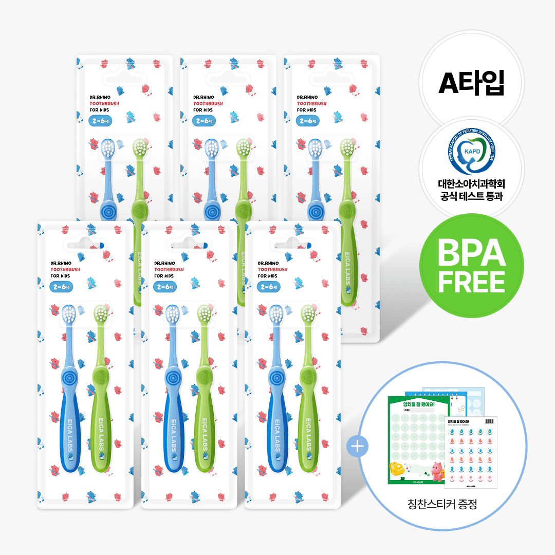 에이카랩스 어린이칫솔 코뿔소 A타입(파랑,연두) 1세트 2개입, 6개 가격 비교 에이카랩스 에이카랩스 어린이칫솔 코뿔소 A타입(파랑,연두) 1세트 2개입, 6개